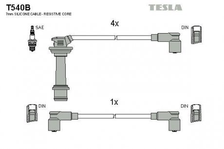 Комплект высоковольтных проводов Tesla T540B (фото 1)