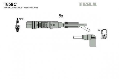 Комплект высоковольтных проводов Tesla T659C (фото 1)