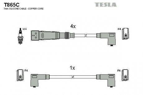 Комплект высоковольтных проводов Tesla T865C (фото 1)