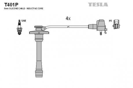 Комплект высоковольтных проводов Tesla T401P (фото 1)