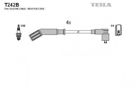 Комплект высоковольтных проводов Tesla T242B (фото 1)