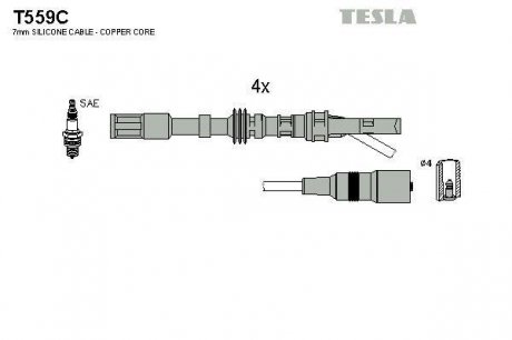 Комплект высоковольтных проводов Tesla T559C (фото 1)