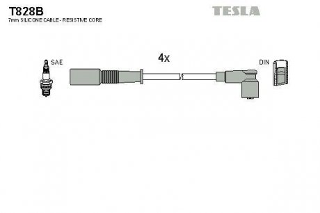 Комплект высоковольтных проводов Tesla T828B (фото 1)