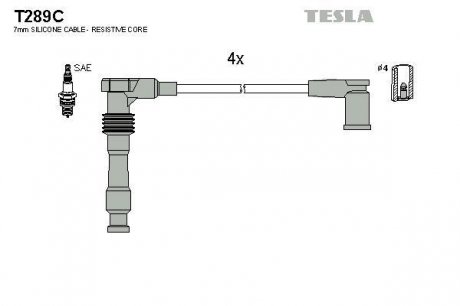 Комплект высоковольтных проводов Tesla T289C (фото 1)