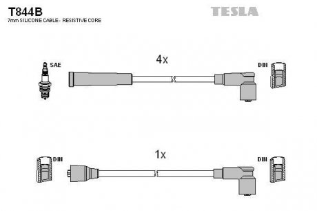 Комплект высоковольтных проводов Tesla T844B (фото 1)