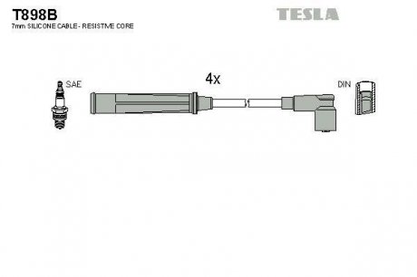 Комплект высоковольтных проводов Tesla T898B (фото 1)