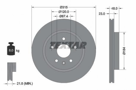 Тормозной диск TEXTAR 92187303 (фото 1)