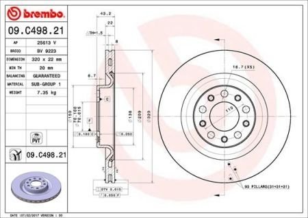 Тормозной диск BREMBO 09.C393.13 (фото 1)