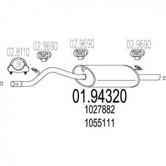 Задняя часть выхлопной системы (Глушитель). MTS 01.94320 (фото 1)