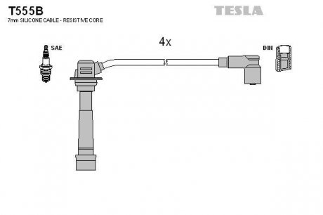 Комплект высоковольтных проводов Tesla T555B (фото 1)