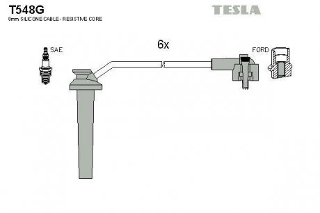 Комплект высоковольтных проводов Tesla T548G (фото 1)