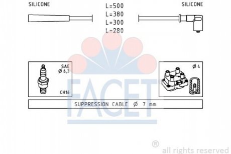 Комплект высоковольтных проводов FACET 4.7252 (фото 1)