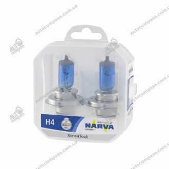 Лампа галлогенна twin set h4 12v 60/55w range power white (вир-во) NARVA 48680S2 (фото 1)