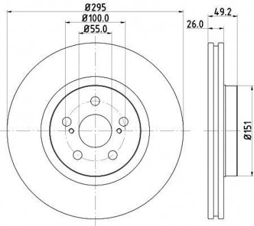 Тормозной диск перед. Avensis T25 04- HELLA PAGID 8DD355111-651 (фото 1)