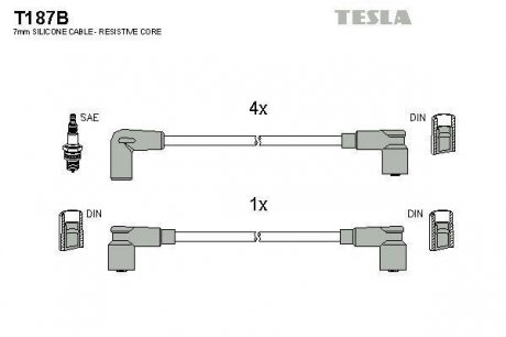 Комплект высоковольтных проводов Tesla T187B (фото 1)