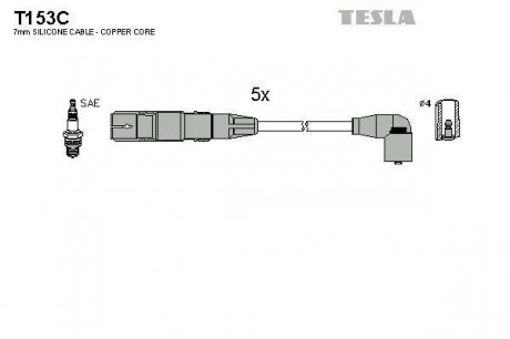 Комплект высоковольтных проводов Tesla T153C (фото 1)