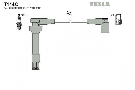 Комплект высоковольтных проводов Tesla T114C (фото 1)