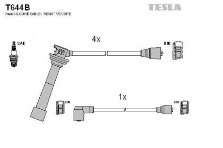 Комплект высоковольтных проводов Tesla T644B (фото 1)
