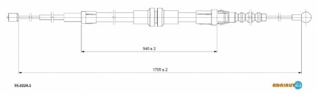 VW Трос ручного тормоза прав, лев Caddy 04-. (1705, 540mm) ADRIAUTO 55.0224.1 (фото 1)