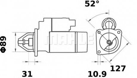 Стартер 12V 4kW z9 AZF4197 Mahle MS65 (фото 1)