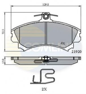 - Гальмівні колодки до дисків Mitsubishi Carisma 99->00, Space Star 01->, Proton Impian 01->, Jumbuck 02->, Wira 95->, Volvo S40 95->97, V40 95->97 Comline CBP3462 (фото 1)