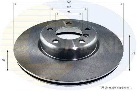 - Диск гальмівний вентилируемый з покриттям BMW 1 Series 10->, 2 Series 13->, 3 Series 11->, 4 Series 13-> Comline ADC1785V (фото 1)