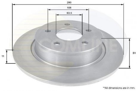 - Диск гальмівний з покриттям Ford C-Max 10->, Grand C-Max 10->, Kuga 13->, Transit Connect 13-> Comline ADC1248 (фото 1)