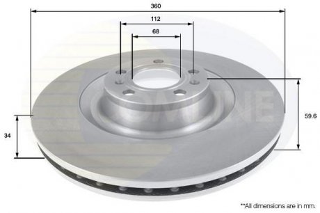 - Диск гальмівний вентильований з покриттям Audi A8 02->10, VW Phaeton 02->16 Comline ADC2607V (фото 1)