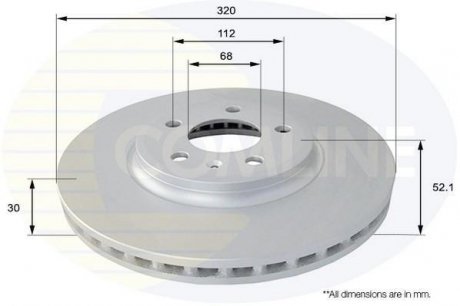 - Диск гальмівний вентилируемый з покриттям Audi A4 07->16, A5 07->, Q5 08-> Comline ADC1477V (фото 1)