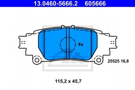 Колодки гальмівні дискові, к-кт ATE 13.0460-5666.2 (фото 1)