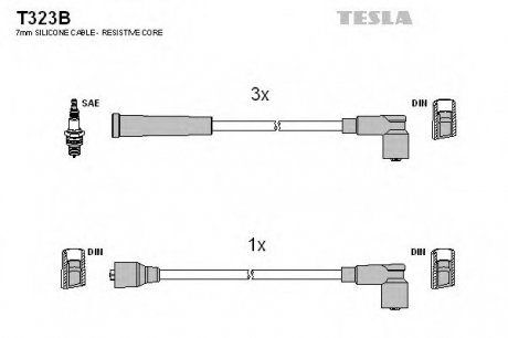 Комплект высоковольтных проводов Tesla T323B (фото 1)