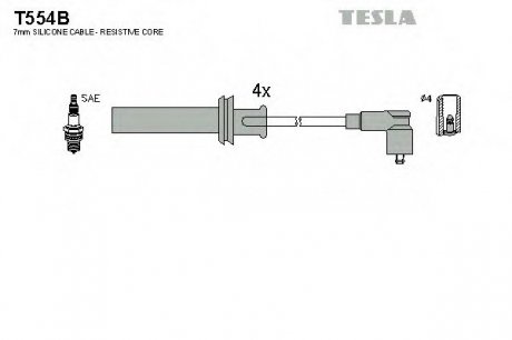 Комплект высоковольтных проводов Tesla T554B (фото 1)