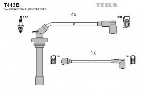 Комплект высоковольтных проводов Tesla T443B (фото 1)