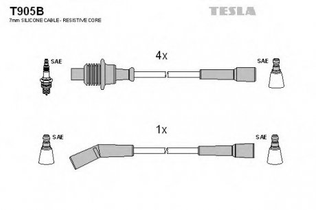 Комплект высоковольтных проводов Tesla T905B (фото 1)