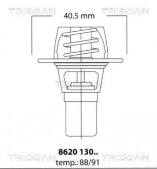 Термостат Renault 1.1, 1.2, 1.4 1397 C1J 07, 88>11, 95 Triscan 862013091 (фото 1)