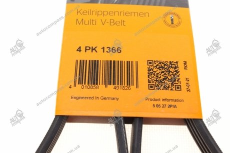 Пас привідний з довжиною кола понад 60см, але не більш як 180см Contitech 4PK1366