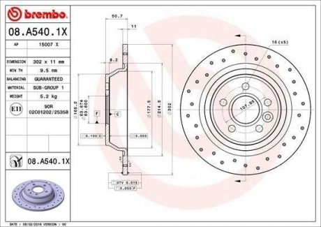 Гальмівні диски BREMBO 08.A540.1X (фото 1)