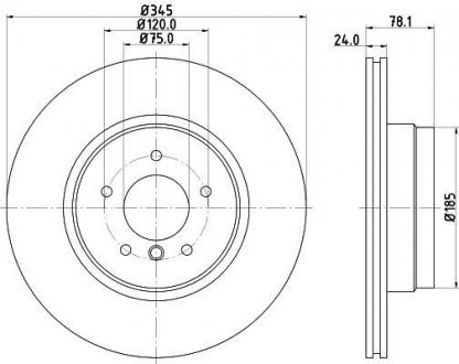 Тормозной диск зад. X5 E70, F15, F85, X6 E71, E72, F16, F86 07- 3.0-4.8 (PRO) HELLA PAGID 8DD355117-761 (фото 1)