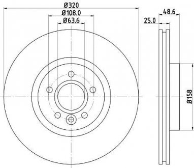 Диск гальмівний з покриттям PRO; передн. / Kuga II 2012> HELLA PAGID 8DD355125-151 (фото 1)