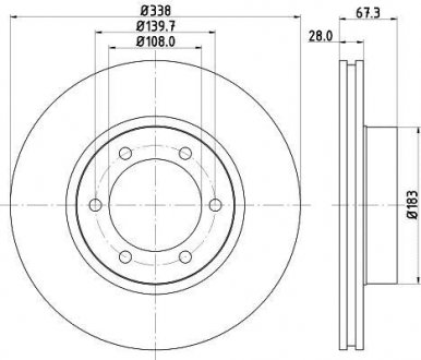 Тормозной диск перед. Cruiser 300, Prado, Lexus GX 01-10 3.0-4.7 HELLA PAGID 8DD355111-861 (фото 1)