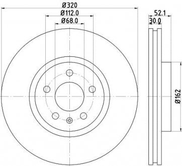 Тормозной диск перед. A4, A5, A6, A7, Q5 07- 1.8-4.0 (PRO) 320mm HELLA PAGID 8DD355117-191 (фото 1)