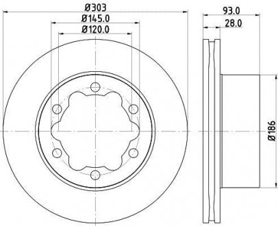 Тормозной диск зад. Sprinter, Crafter 06- (1.8-3.5t) 303mm HELLA PAGID 8DD355118-061 (фото 1)