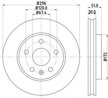 Тормозной диск перед. Insignia A, Malibu 08- 1.4-2.4 (PRO) HELLA PAGID 8DD355116-031 (фото 1)