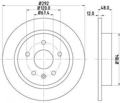 Тормозной диск зад. Insignia A, Malibu 08- 1.4-2.4 (PRO) HELLA PAGID 8DD355116-831 (фото 1)