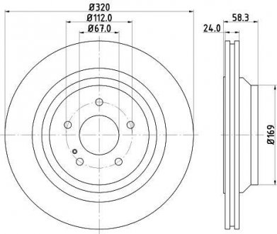 Гальмівний диск зад. W221/C216 05-13 2.2-5.5 (PRO) HC HELLA PAGID 8DD355128-751 (фото 1)