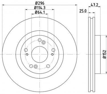 Тормозной диск перед. Accord VIII 08- 2.0-2.4 296mm HELLA PAGID 8DD355116-101 (фото 1)