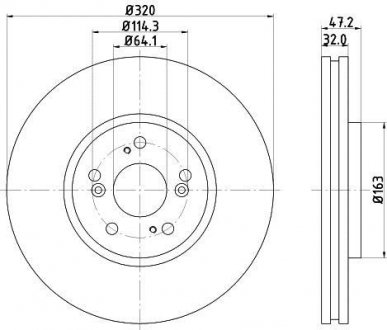 Гальмівний диск передній Honda Accord IX, Accord VIII 2.0-3.5 06.08- HELLA PAGID 8DD355116-091 (фото 1)