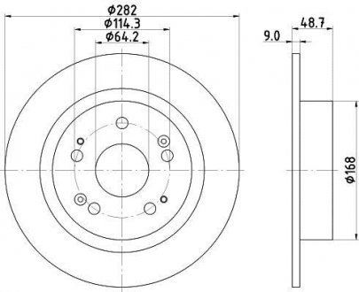 Тормозной диск зад. Accord VIII 08- 2.0-2.4 282mm HELLA PAGID 8DD355116-521 (фото 1)