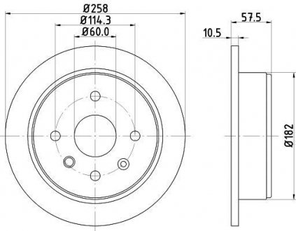 Тормозной диск зад. Nubira, Lacetti 03- 1.4-2.0 HELLA PAGID 8DD355114-161 (фото 1)