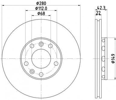 Тормозной диск зад. A8, Phaeton 02-10 2.8-4.2 HELLA PAGID 8DD355113-321 (фото 1)